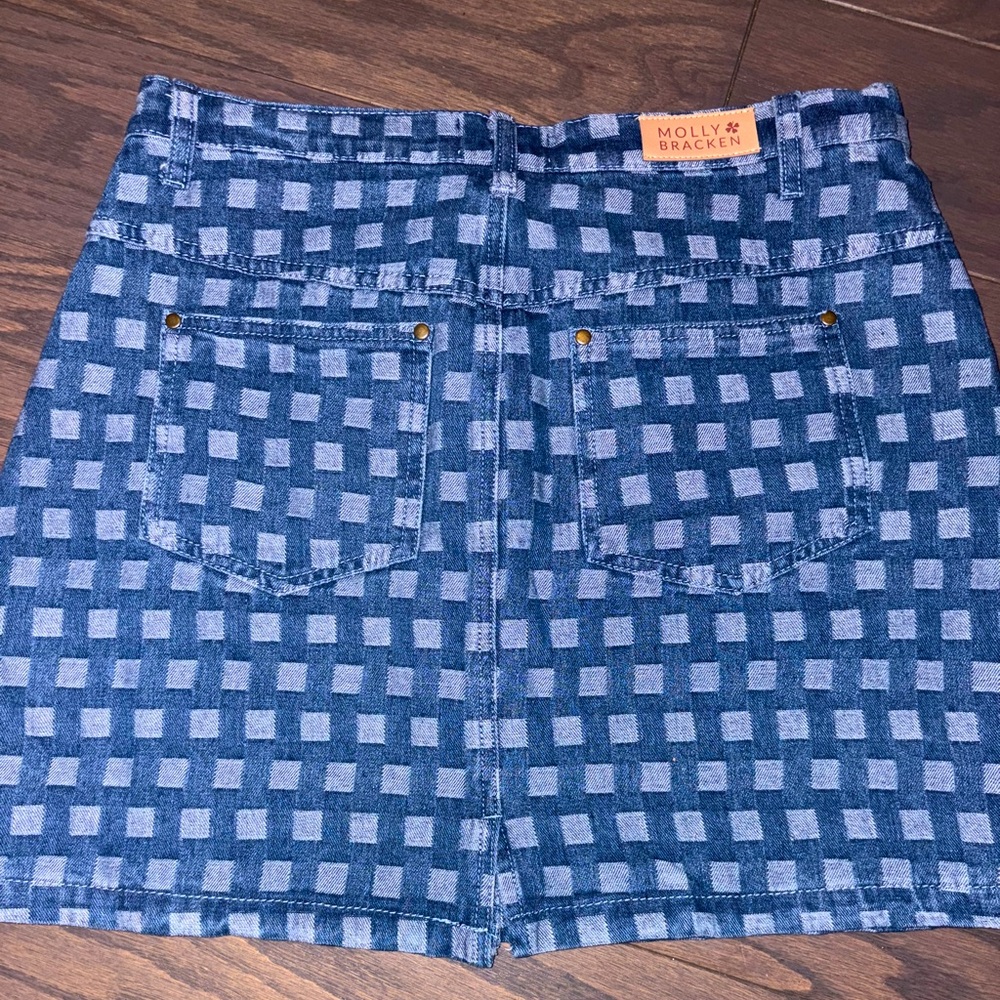 Molly Bracken Blue Checkered Mini Skirt